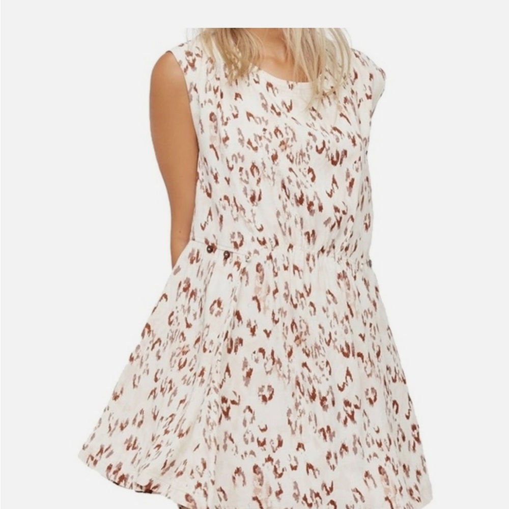 Free People Fake Love Mini Dress Swing Sleeveless Ivory Combo